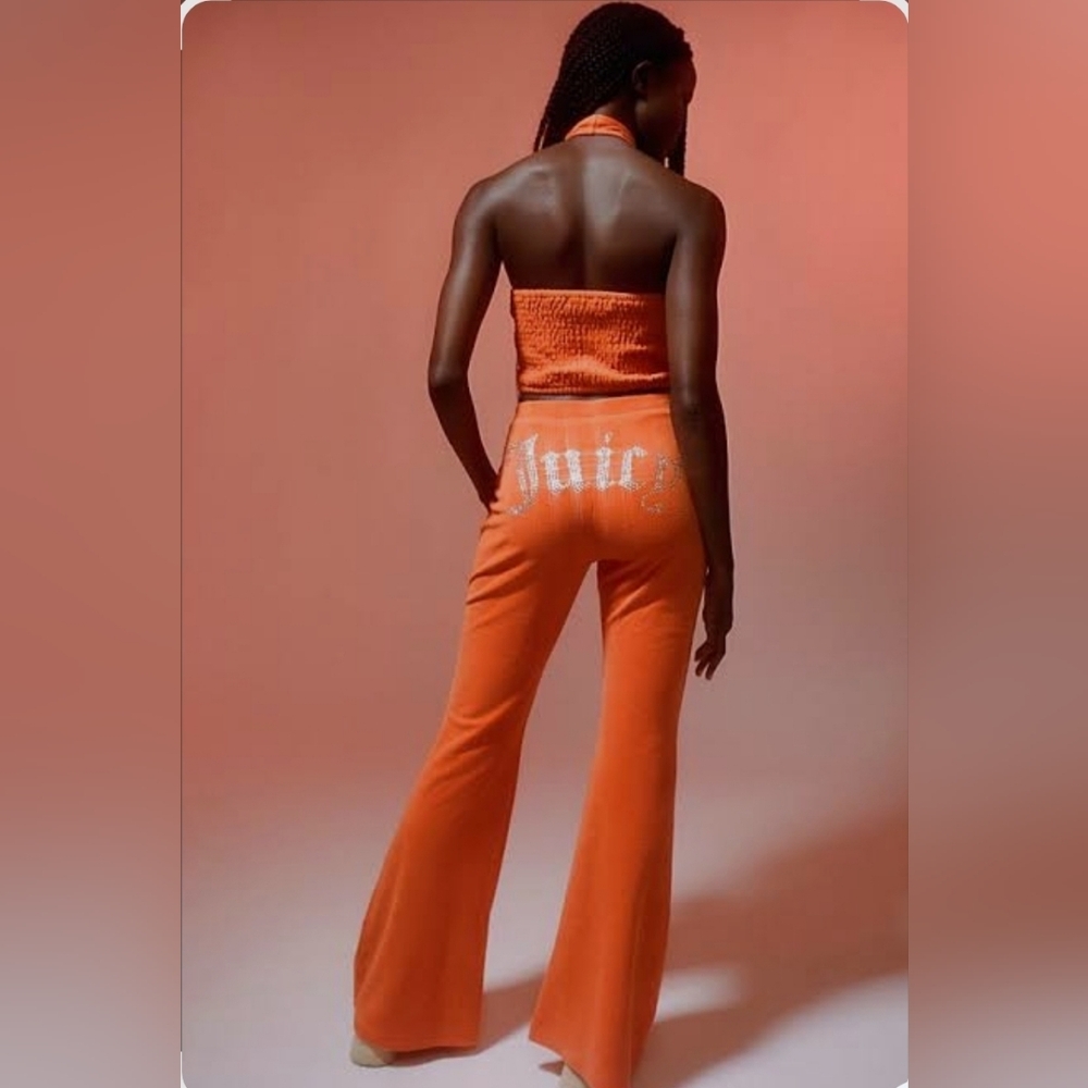Juicy Couture UO Terrycloth Low-rise Flare Pant Bright Orange Size Small